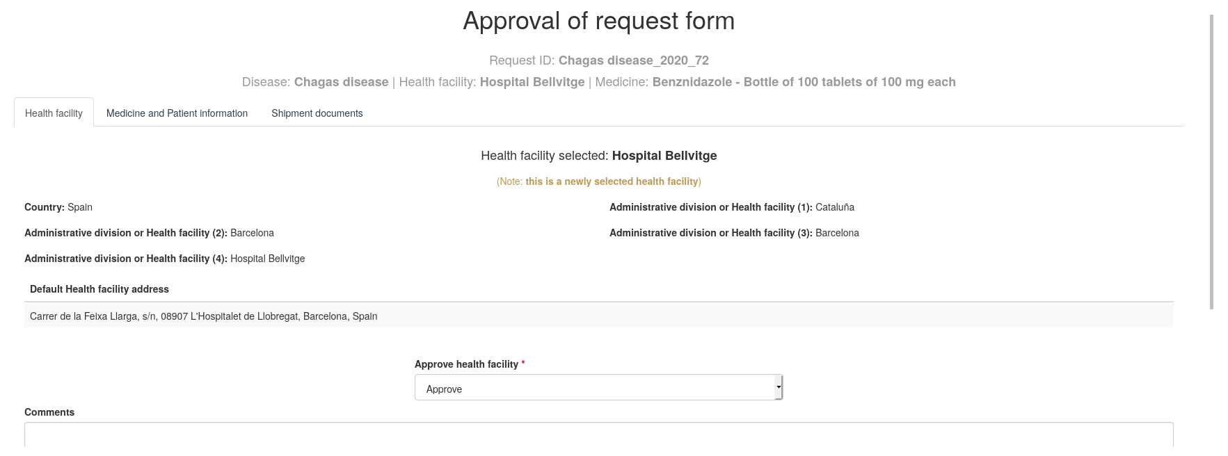 Request approval form